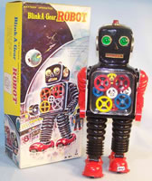 Taijo R-81 blink-a-gear robot, 1960 with original box